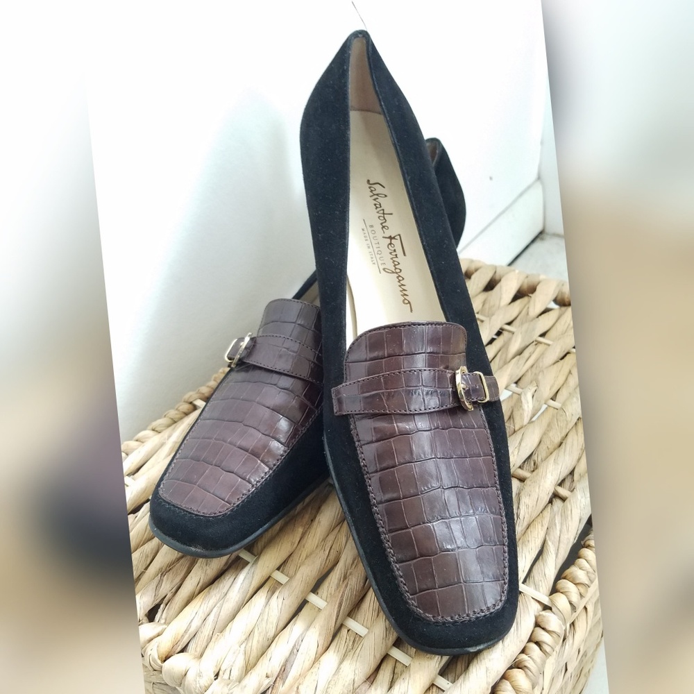 Salvatore Ferragamo Boutique Brown & Black Loafers